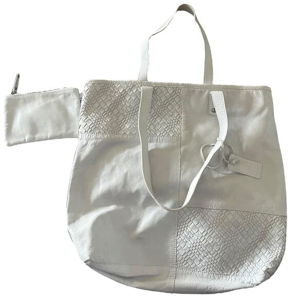 shoulder bag & wristlet gray taupe soft 100% leather zip closure no brand - Picture 1 of 9